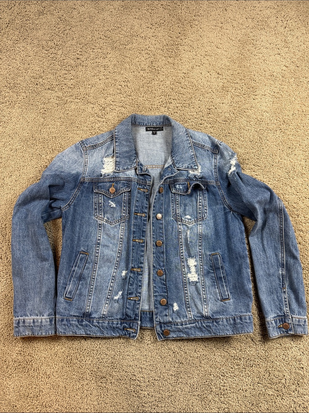STS Blue | Distressed Light Blue Denim Jacket | S